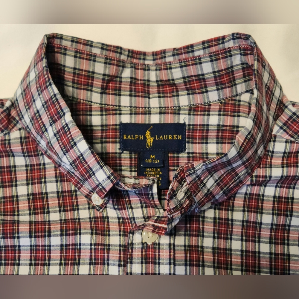 Ralph Lauren Boys Cotton Long Sleeve Button Down Shirt Plaid Size Medium - 10-12 - Picture 3 of 6